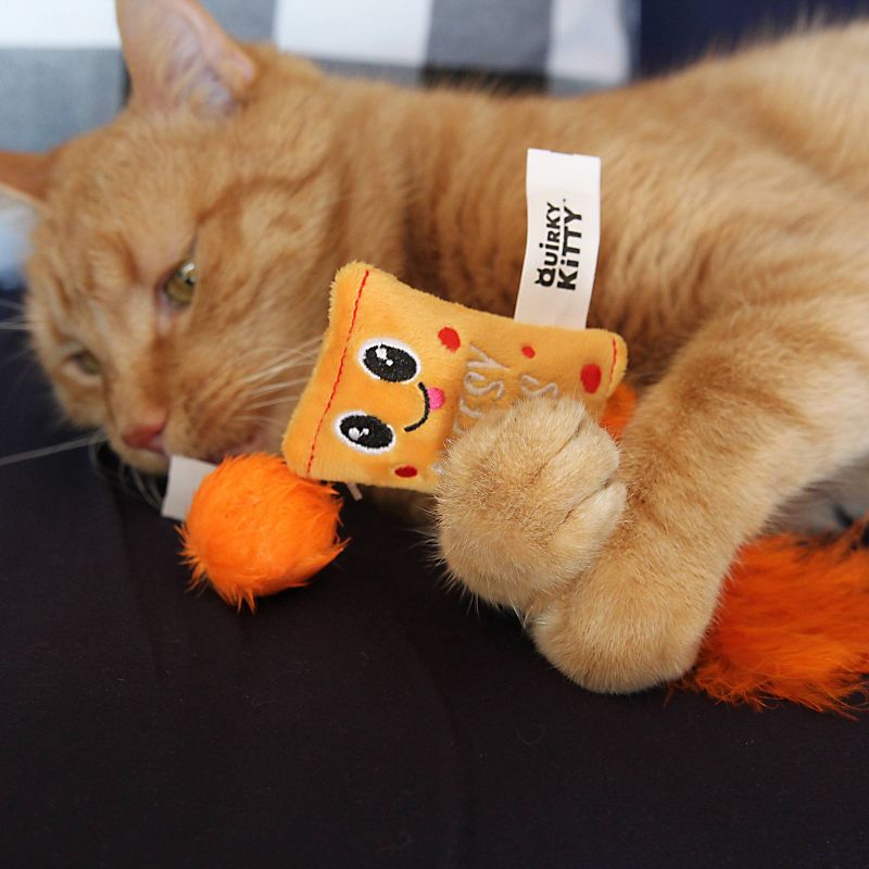 Quirky Kitty Cheesy Puffs Cat Toy - Orange - 2pk