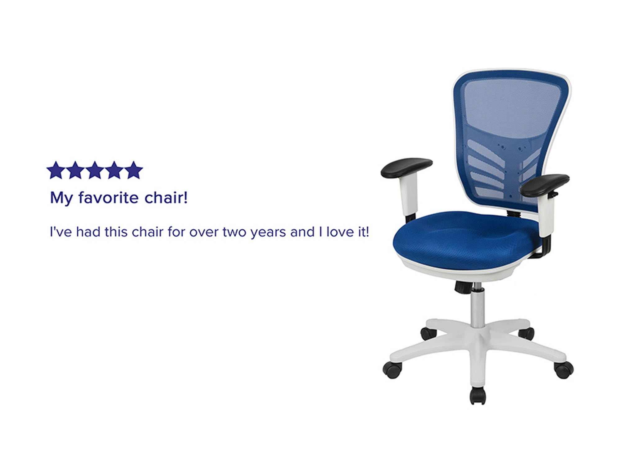 Mid-Back Blue Mesh Multifunction Executive Swivel Ergonomic Office Chair with Adjustable Arms and White Frame