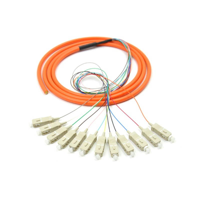 SC 12 cores Simplex mode fanout fiber pigtail SC Connector multimode 1.5M Bundle fiber optic Pigtails