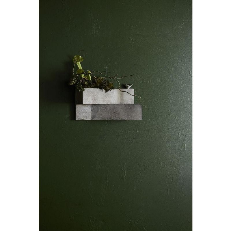 Melrose 9" Layered Triangles and Bird Abstract Outdoor Planter - Gray