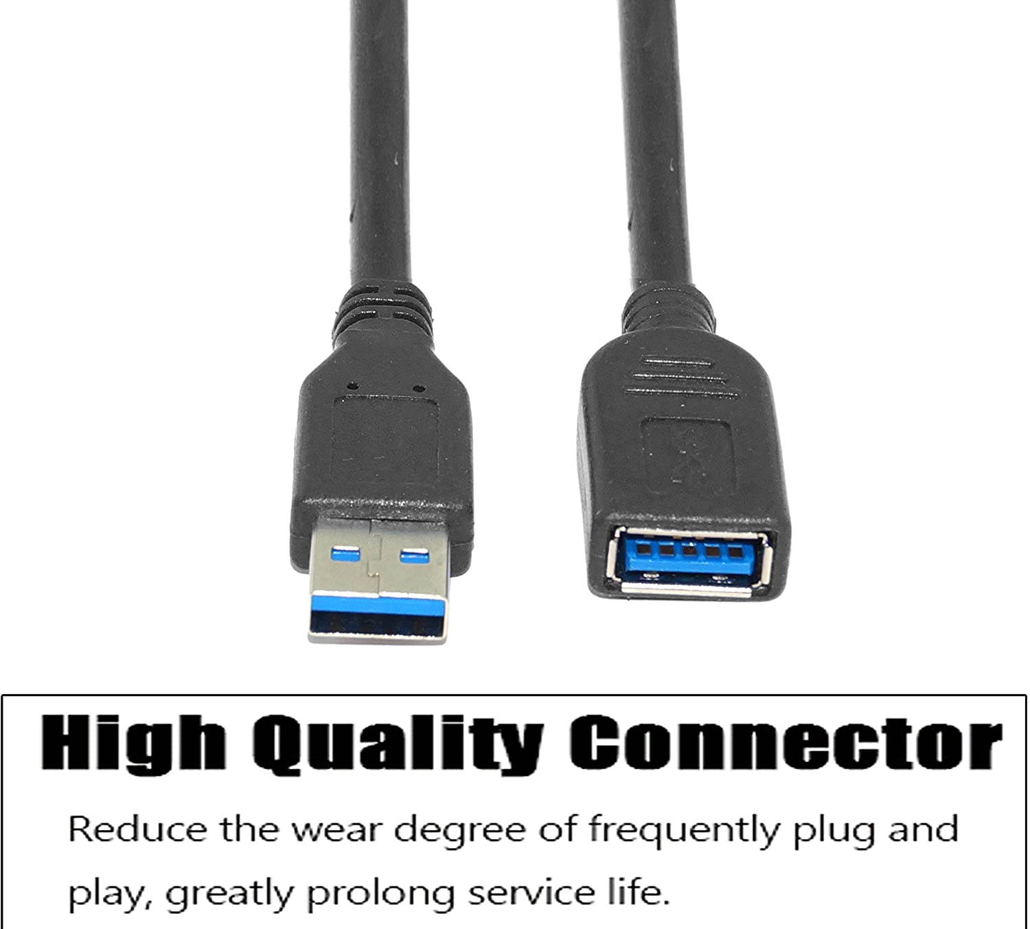 SaiTech IT 2 Pack Short Length 1 Feet USB 3.0 Extension Cable, USB 3.0 A Male to Female Extender Cable