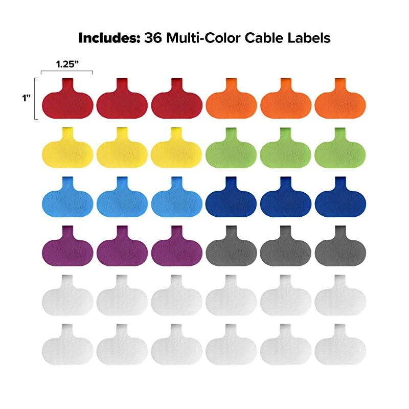 Labels by WrapIt Storage Oval MultiColor 36 Pack Write On Cord Labels Wire Labels Tags and Wire Tags for Management and Identification for Electronics Computers and More