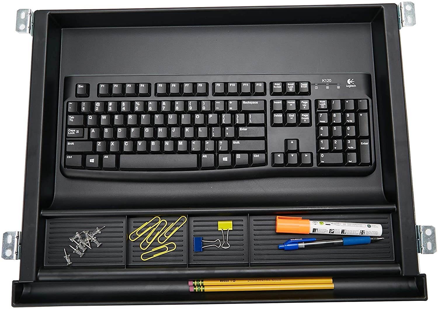 Large Under Desk Tray, Ergonomic Computer Keyboard & Mouse Platform, Adjustable Drawer, Black Keyboard Organizer