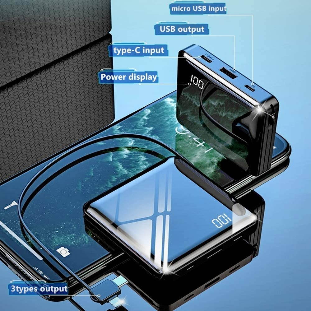 15800mah Power Bank Own Iphone/Micro/Type-C Charge Cable.One of The Smallest and Lightest Power Bank,Ultra-Compact Battery Pack,High-Speed Charging Technology Phone Charger for iPhone Samsung and More