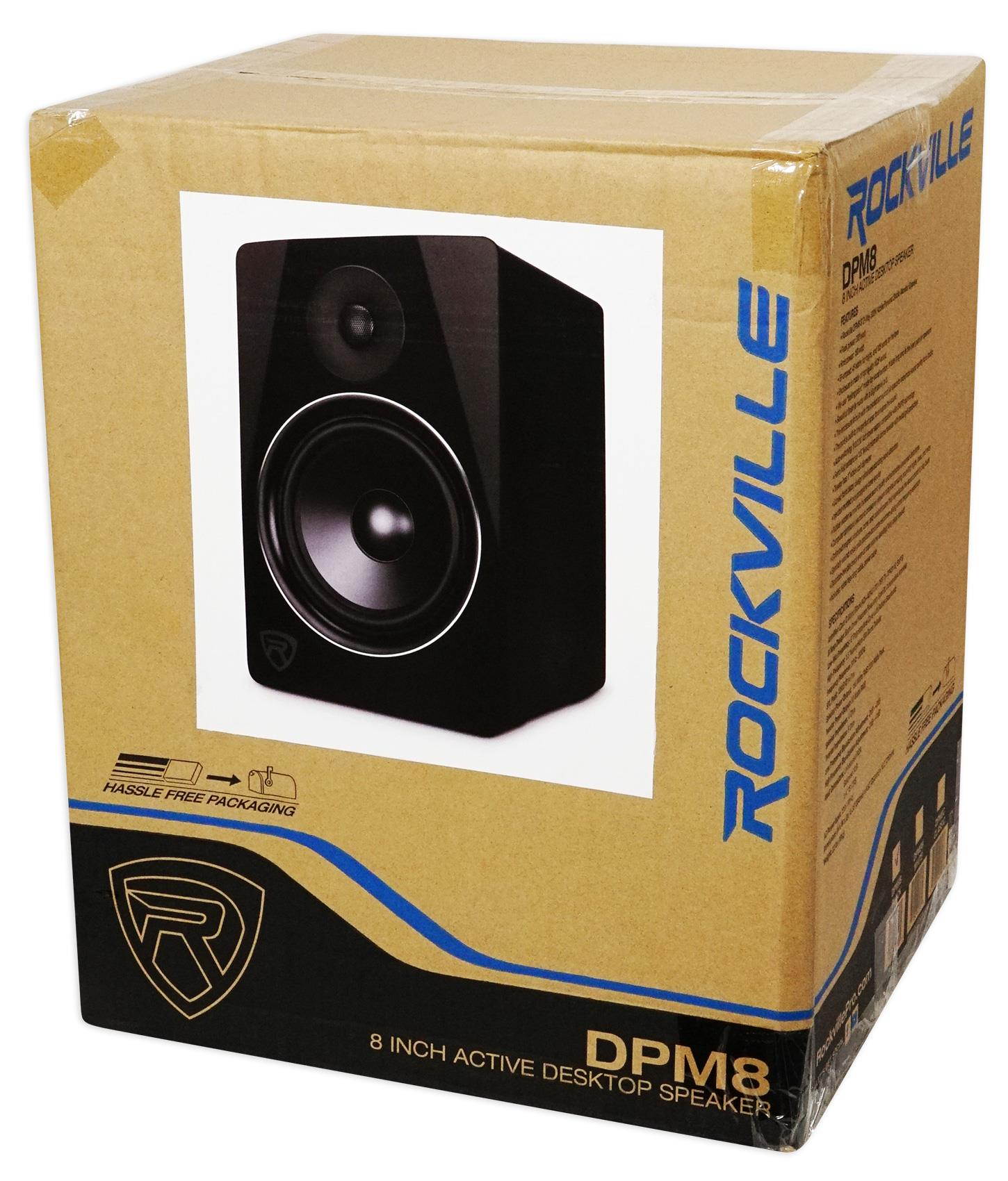 Rockville DPM8B 8" 2-Way 300W Black Active/Powered Studio Monitor Speaker