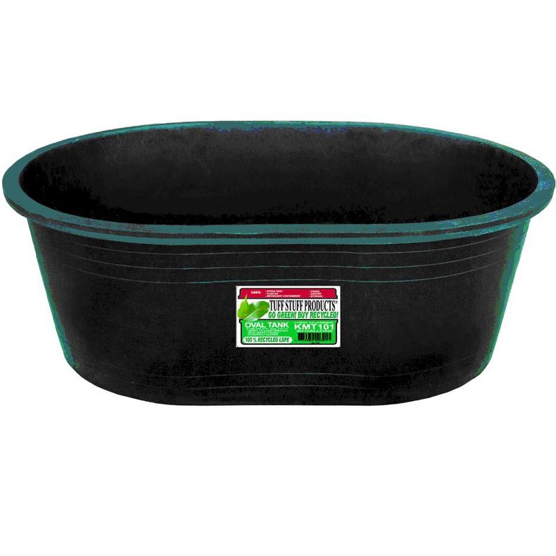 Tuff Stuff TS-KMT101 Heavy Duty 40 Gal Oval Multipurpose Water Feed Storage Tank Tub Container Made from Eco Friendly 100 Percent Recycled LDPE, Green