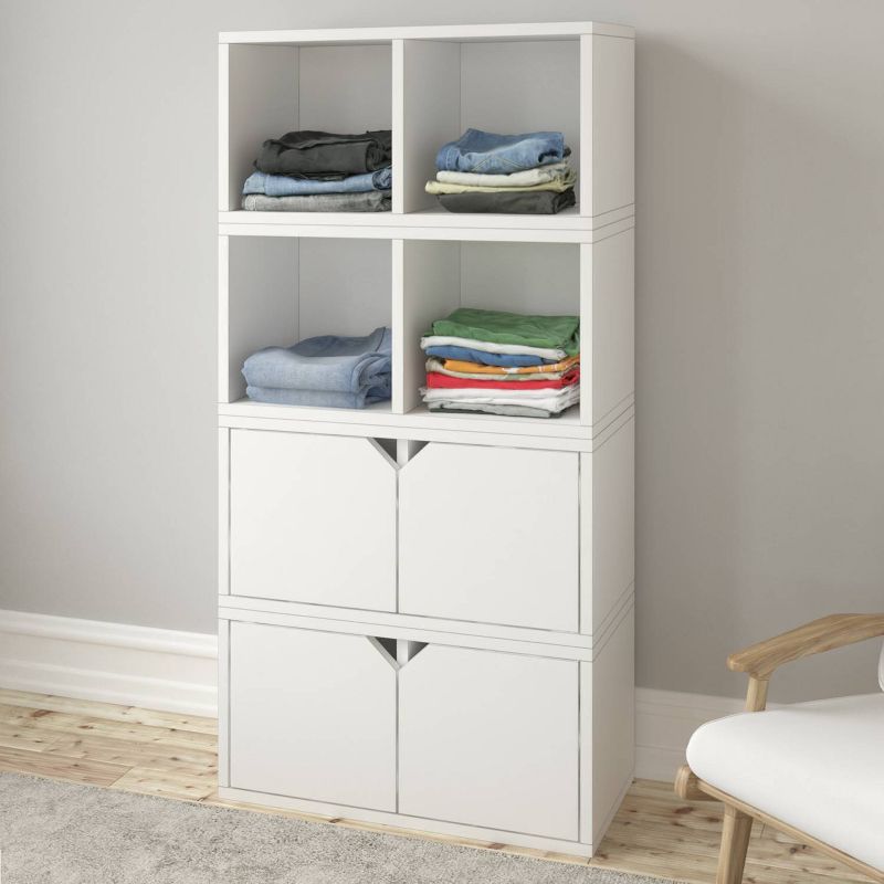 Way Basics Eco Stackable Connect Rectangle Bookshelf with Door White