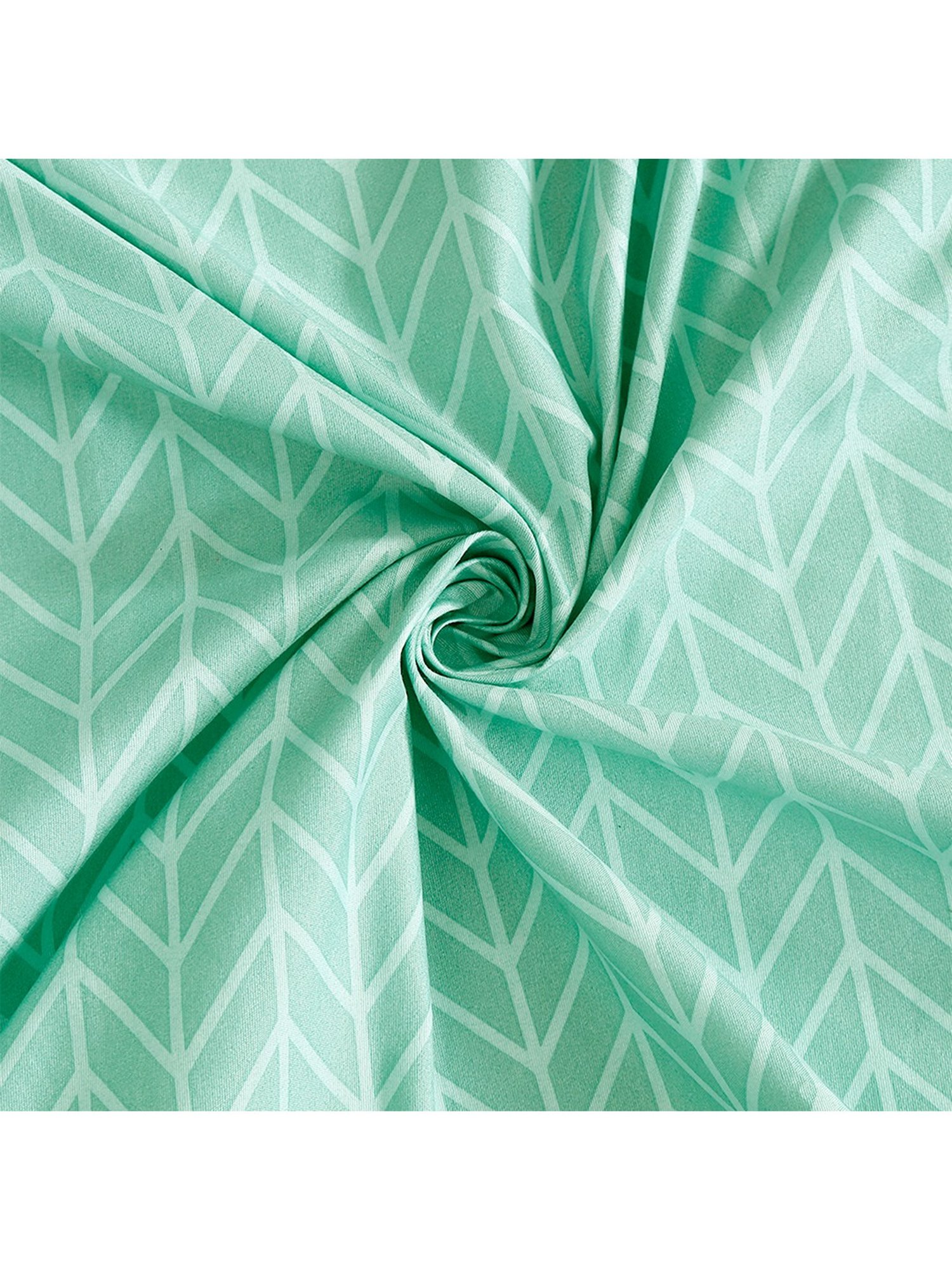 Swayam Pure Magic White & Green Cotton 144 TC Bed Sheet with 2 Pillow Covers