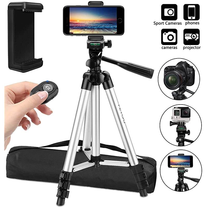 Phone Tripod  42quot Aluminum Camera Tripod + Universal Smartphone Holder Mount + Bluetooth Wireless Remote Shutter Compatible for iPhone Xs Max XR X 8 7 6 Plusfor Galaxy Note 9 8 S10 S9 S8 Plus