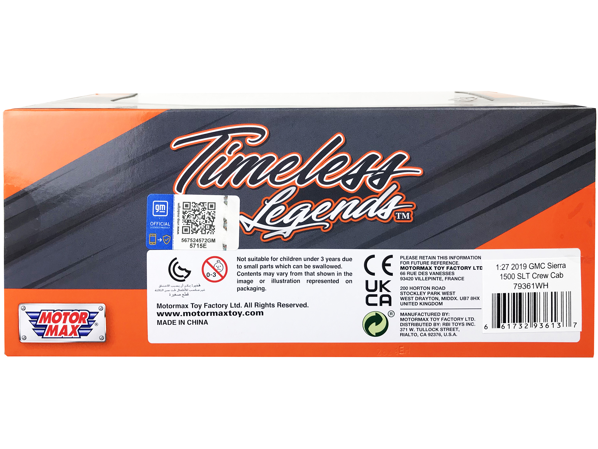 2019 GMC Sierra 1500 SLT Crew Cab 4x4 Pickup Truck with Sunroof White "Timeless Legends" Series 1/24-1/27 Diecast Model Car by Motormax