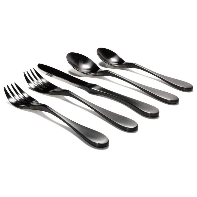 Knork Original Titanium 20 Piece Service for 4 Cutlery Silverware Utensil Flatware Set with Forks, Knives, and Spoons, Black Matte