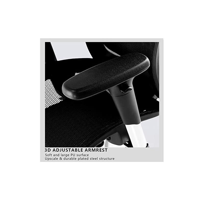 Ergonomic Office Chair with Adjustable 3D Armrest, Headrest and Lumbar Support - High Back Mesh Chair with Breathable Mesh Seat- Reclinable Computer Desk Chair