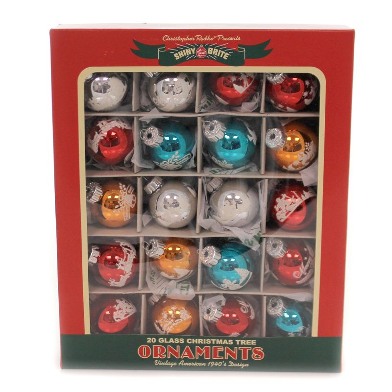 Shiny Brite 1.25" 1.25 Nh Flocked Rounds Set/20 Ornament Nostalgic Holiday 2019  -  Tree Ornaments