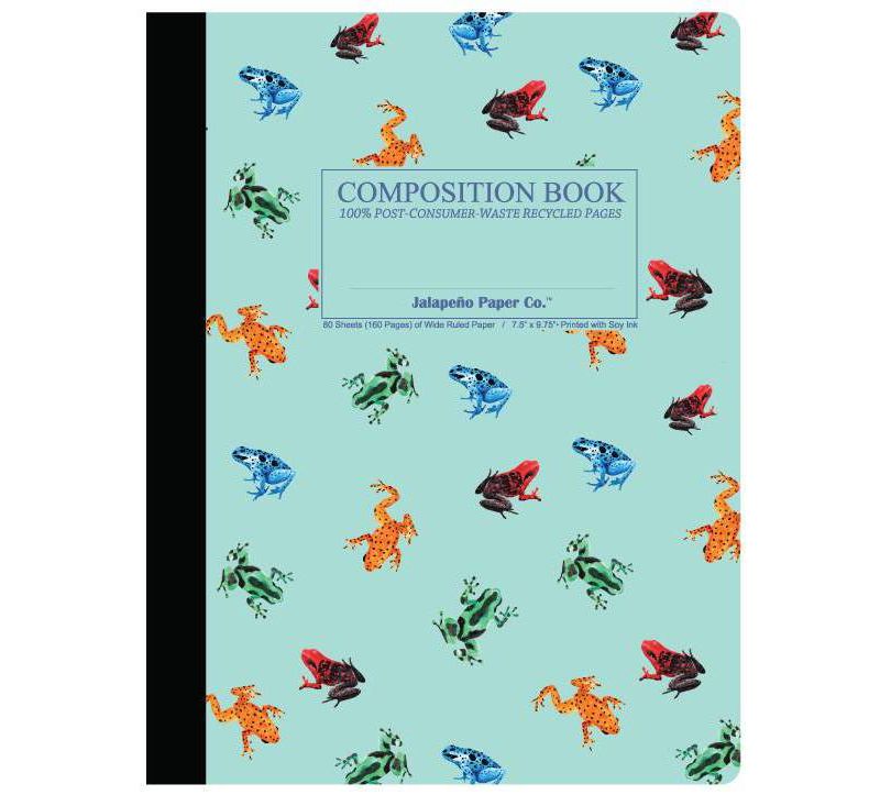 Composition Notebook Wide  Ruled Dart Frog - Jalapeno Paper Co