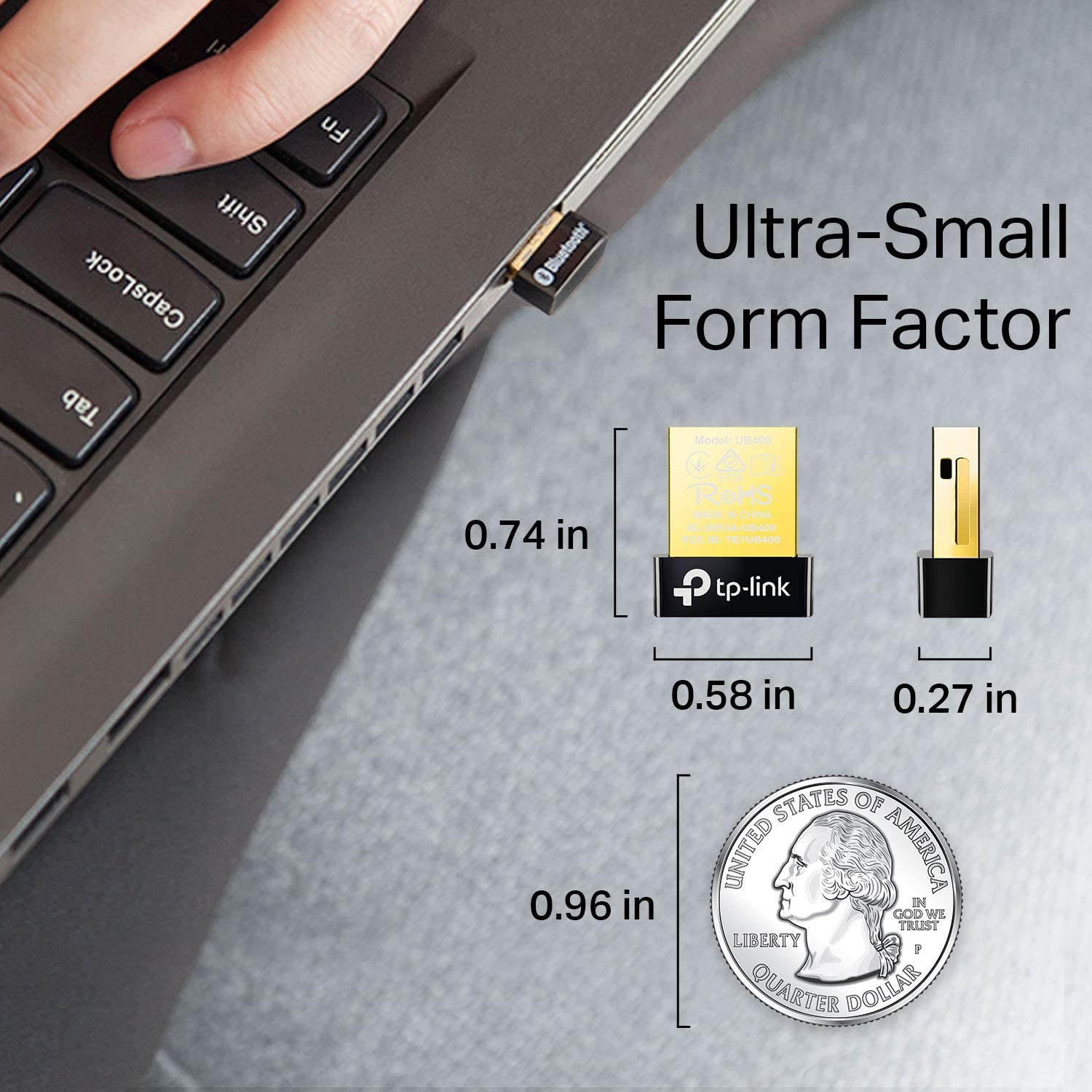 USB Bluetooth Adapter for PC(UB400), 4.0 Bluetooth Dongle Receiver Support Windows 10/8.1/8/7/XP for Desktop, Laptop, Mouse, Keyboard, Printers, Headsets, Speakers, PS4/ Xbox Controllers