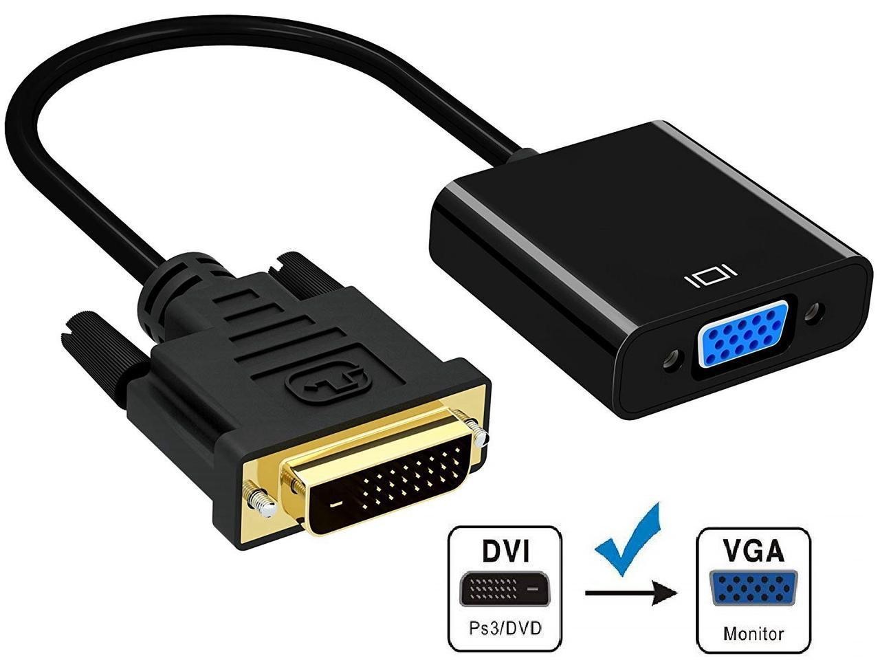 DVI-D to VGA Adapter Converter - 1080P Male to Female M/F Video Adapter Cable for DVI-D 24+1 for DVI Device, Laptop, PC to VGA Displays, Monitors, Projectors (DVI 2 VGA)