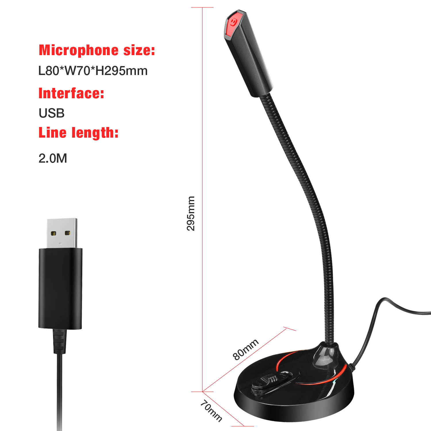 HXSJ F12 Computer Microphone 360 Degree Flexible USB Microphone Drive-free Voice Chat Video Conference Microphone Black