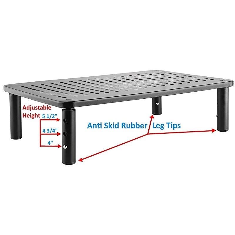 Pack Premium Laptop PC Monitor Stand with Sturdy, Stable Black Metal Construction. Fashionable Riser Height Adjustable with Non-Skid Rubber. Perfect for Computer Monitor iMac Stand or Computer Shelf