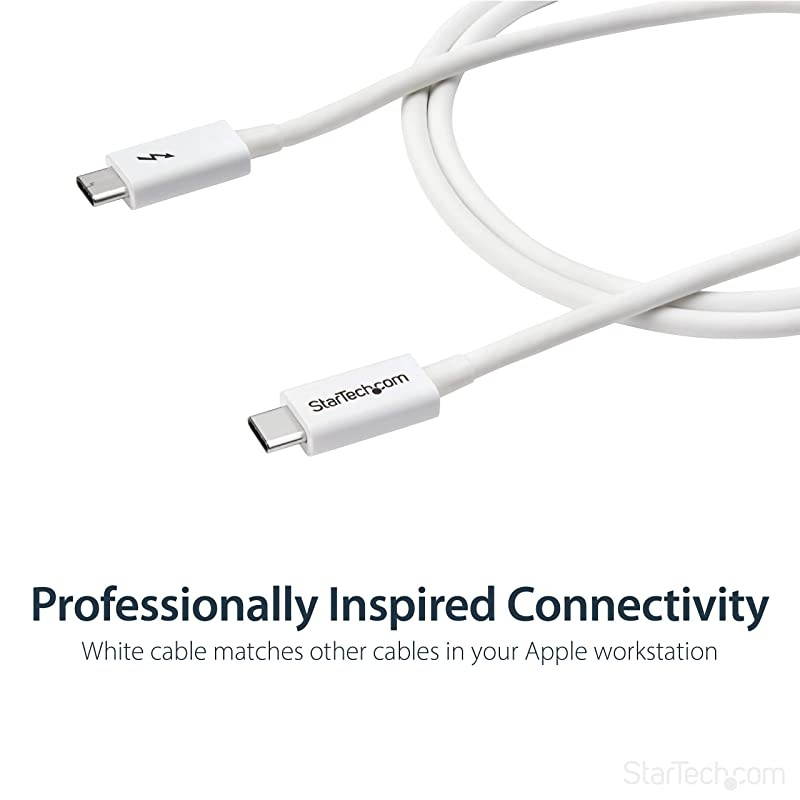com 20Gbps Thunderbolt 3 Cable 33ft1m White 4k 60Hz Certified TB3 USBC to USBC Charger Cord w 100W Power Delivery TBLT3MM1MW20Gbps White