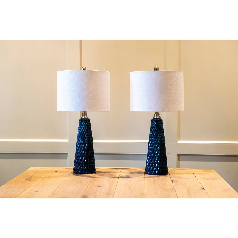 26.5" Set of Two Jameson Textured Ceramic Table Lamp Cobalt Blue - Decor Therapy