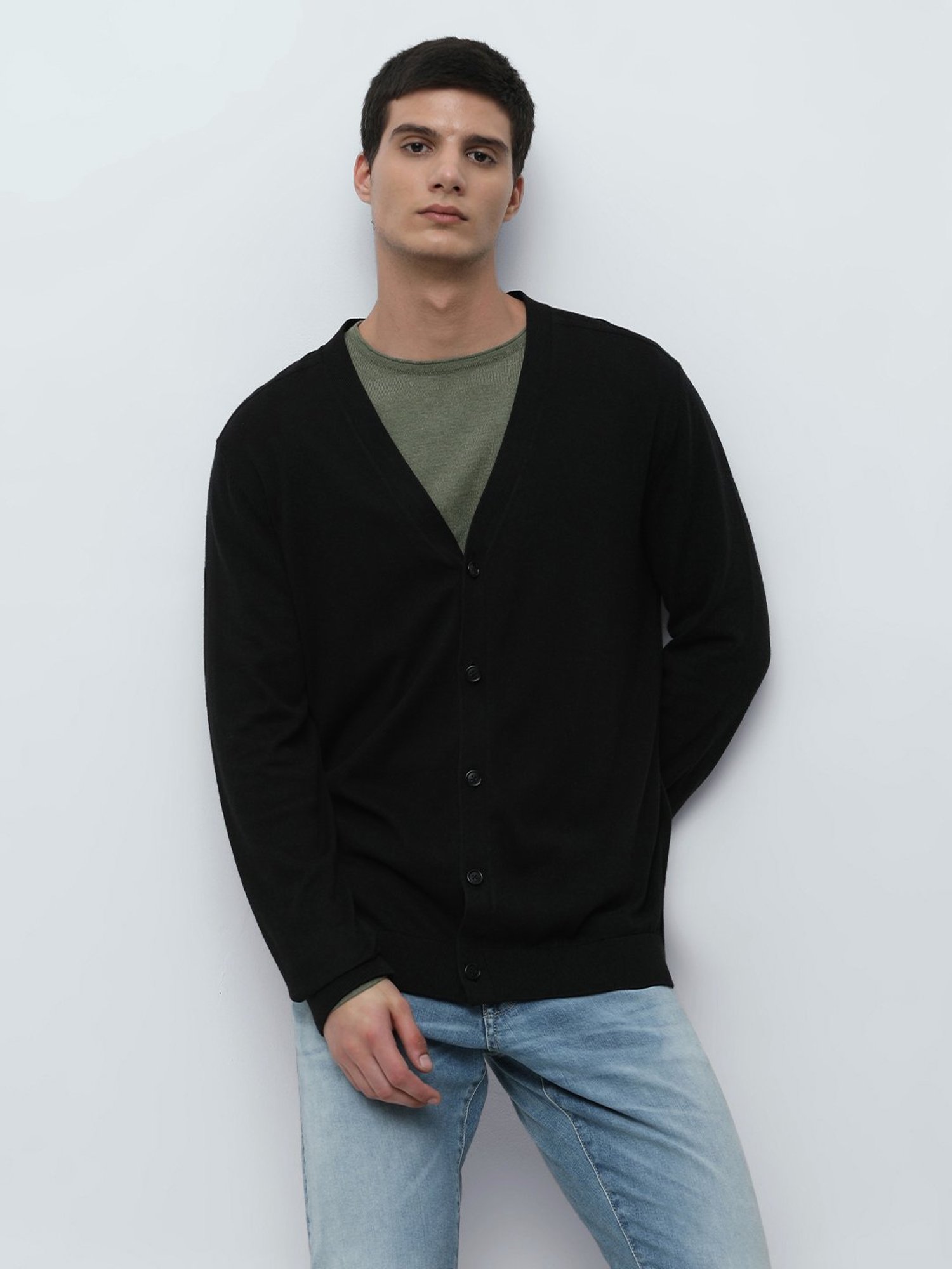 SELECTED HOMME Black Regular Fit Cotton Cardigan