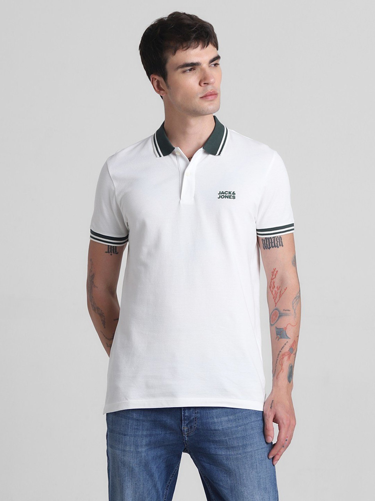 Jack & Jones Cloud Dancer Cotton Slim Fit Polo T-Shirt