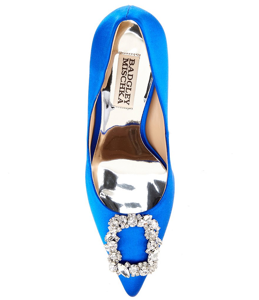 Badgley Mischka Cher Satin Brooch Embellished Stiletto Pumps