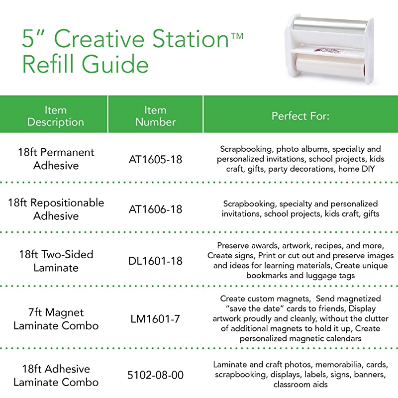 Repositionable Adhesive Refill for the XRN510 Creative Station 5 x 18 Refill Cartridge AT160618