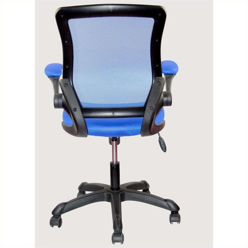 Techni Mobili Mesh Office Chair with Tilt and Height Adjustment, Executive Task Chair with Flip-Up Armrest and Non Marking Caster Wheels, Blue