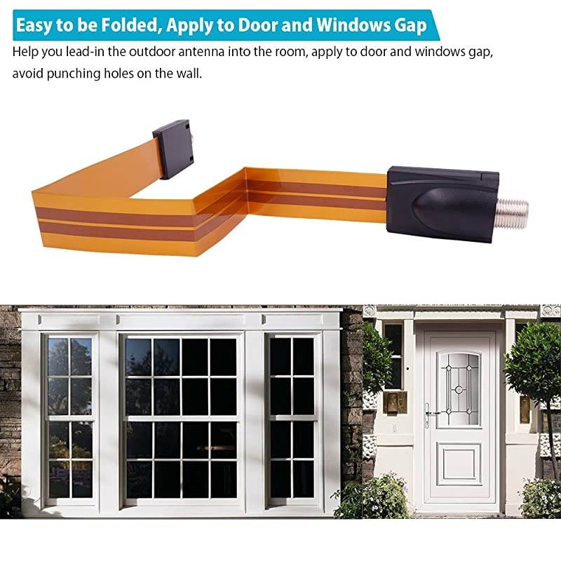 Ultra-thin) Flat Coaxial Cable Wire F Female to F Female Plug Jack Connector Adapter Coax Cable for Digital Audio Video TV Satellite RF Door Windows Outdoor Cable Wire Antenna Lead-in Indoor