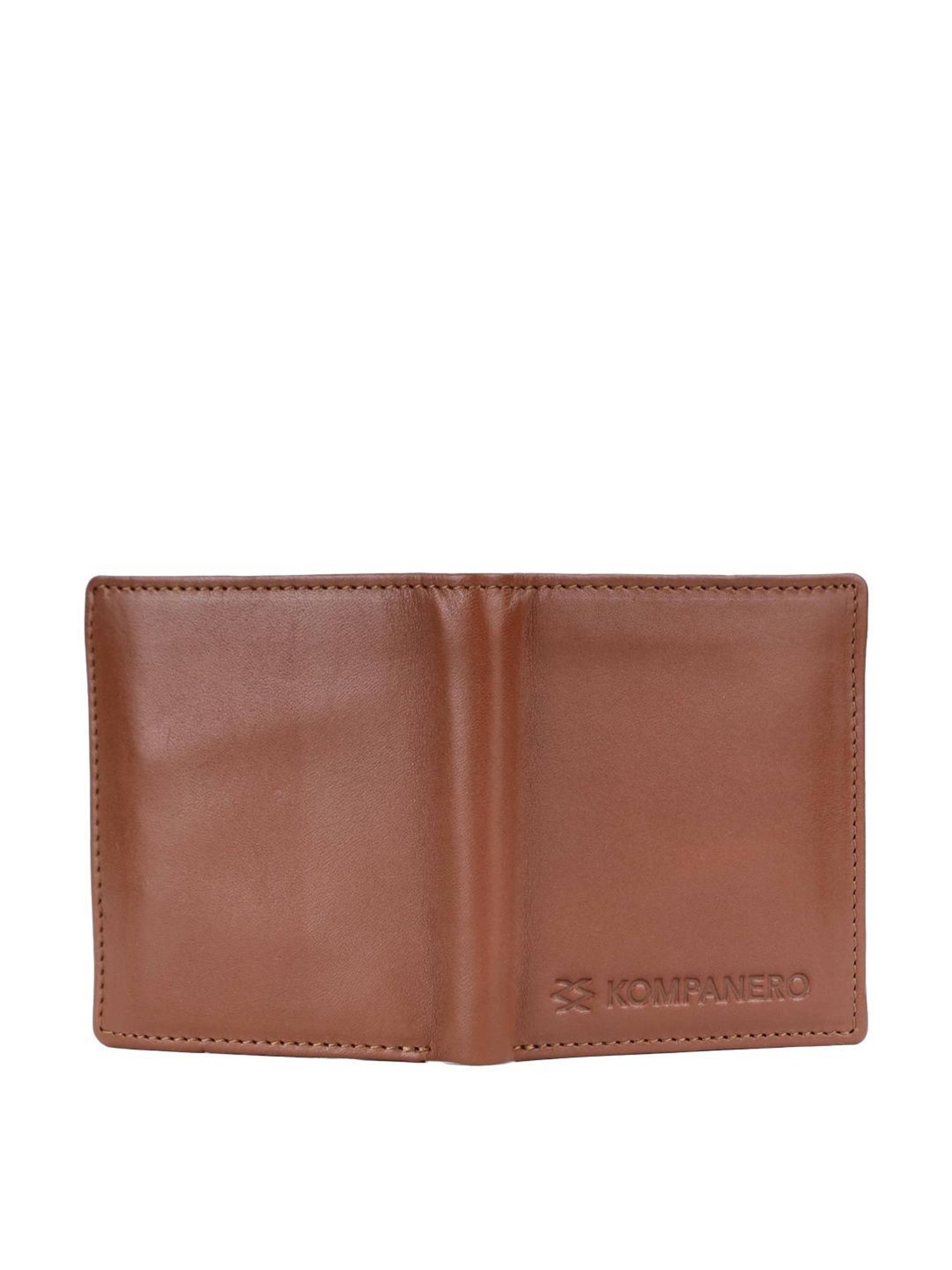 KOMPANERO ALEXANDER Tan Solid Tri-Fold Wallet