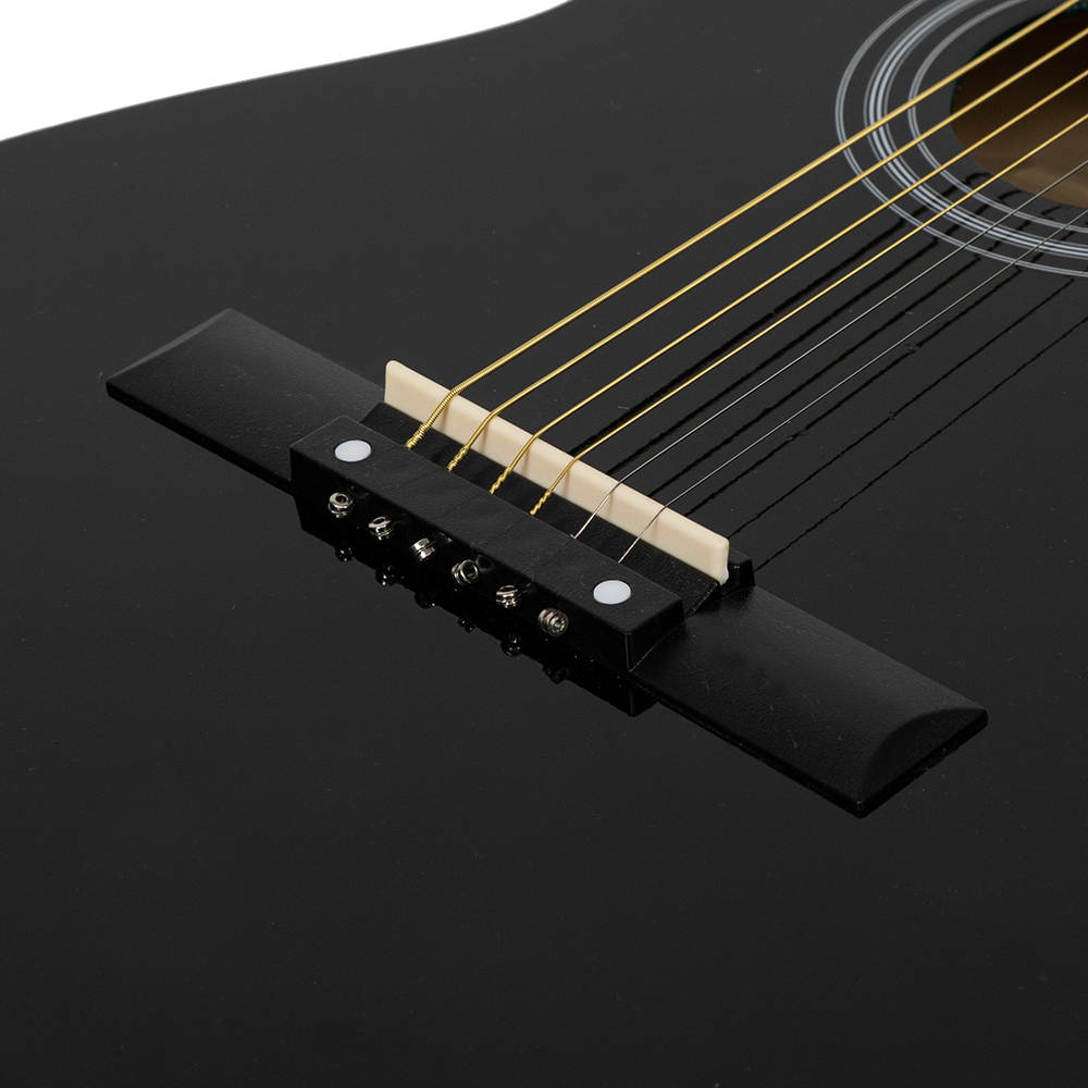 38 inch Folk Guitar with Bag & Board &Belt & Liquid Crystal Tuner & Strings Set Black