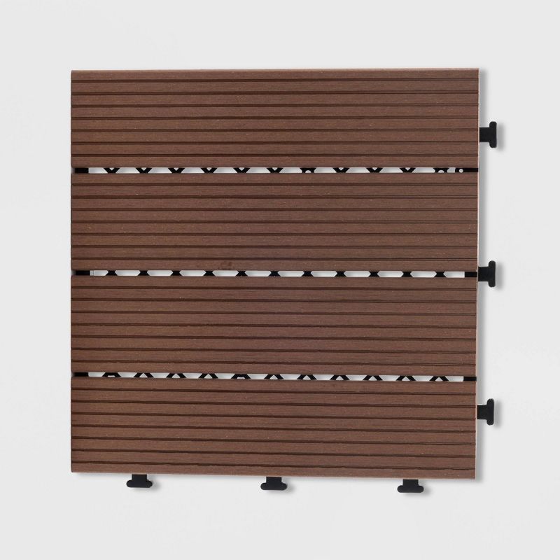 9pk Wood Plastic Composite Decking Tile Set - Brown - Courtyard Casual