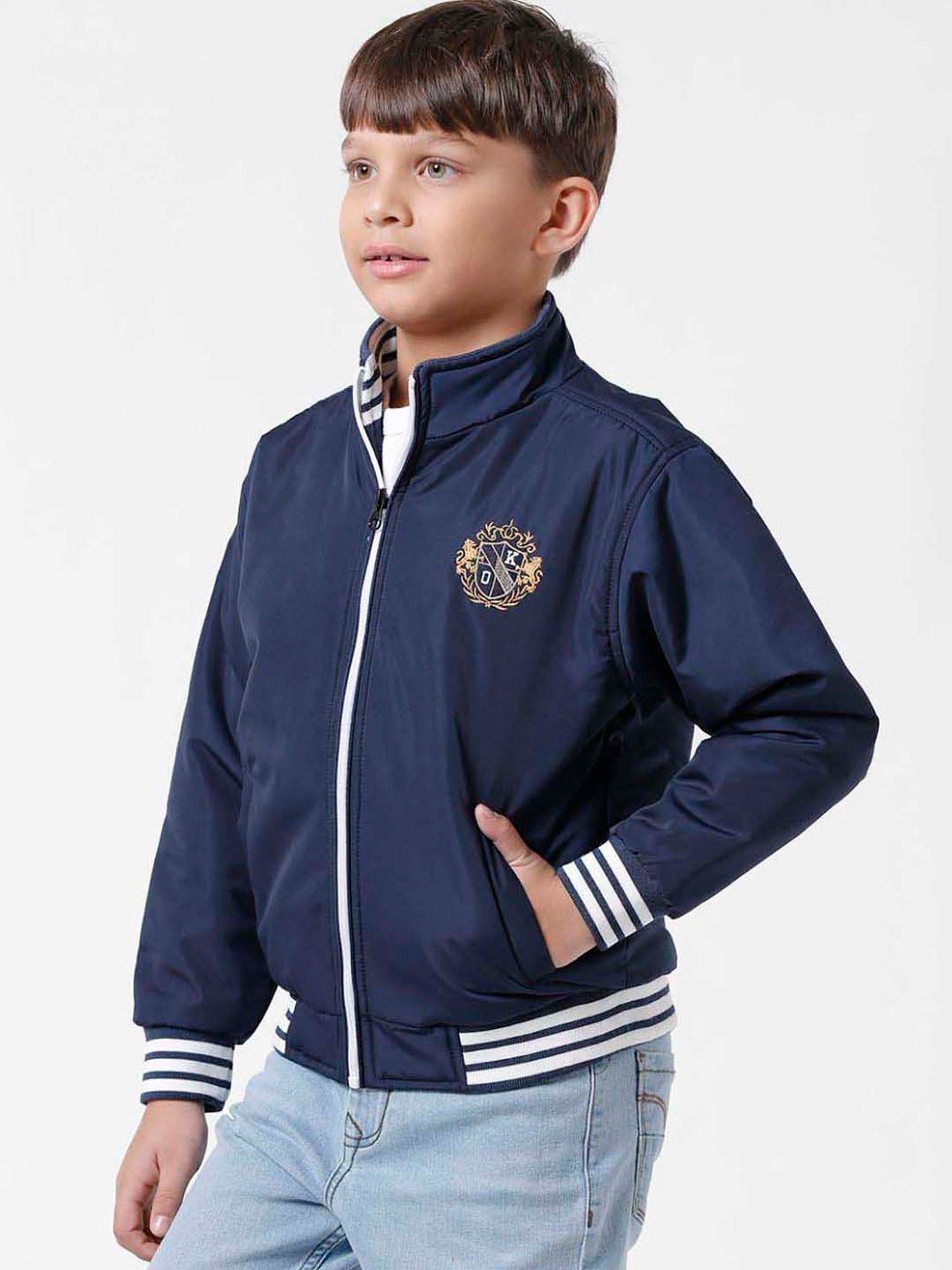 Kate & Oscar Kids White Regular Fit Full Sleeves Jacket