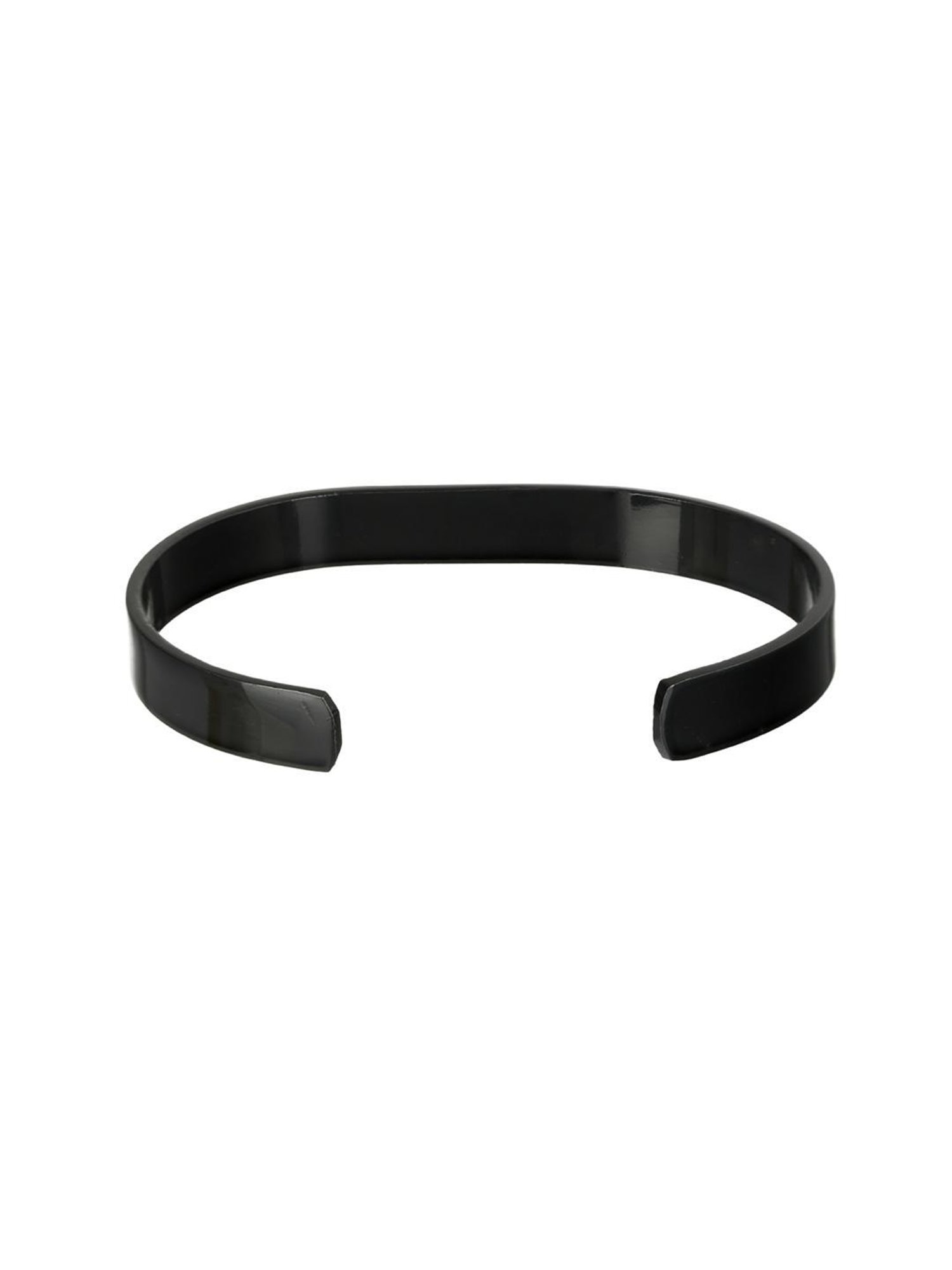 Bold by Priyaasi Solid Black Cuff Bracelet for Men