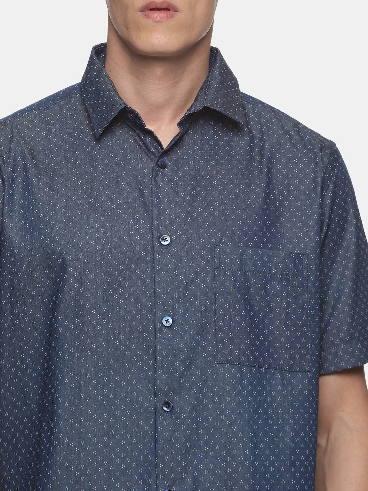Don Vino Navy Slim Fit Printed Shirt