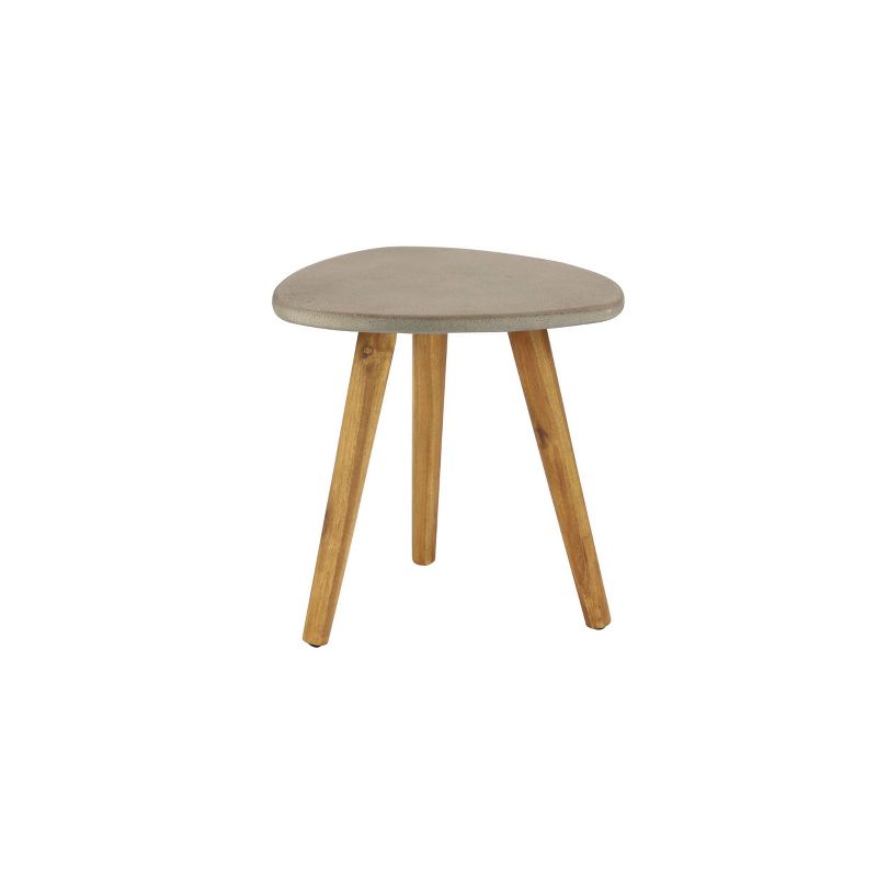 Small Mid-Century Wood Outdoor Accent Table - Gray - Olivia & May