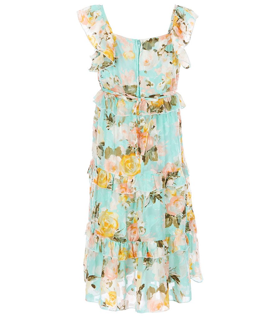 Xtraordinary Big Girls 7-16 Flutter-Sleeve Floral Tiered Midi Dress