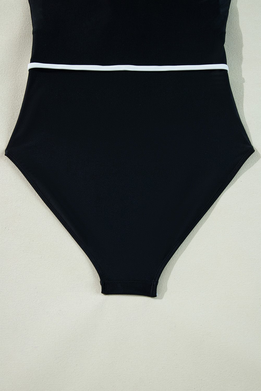 Black Plant Print Zip Front Half Sleeve One Piece Swimsuit