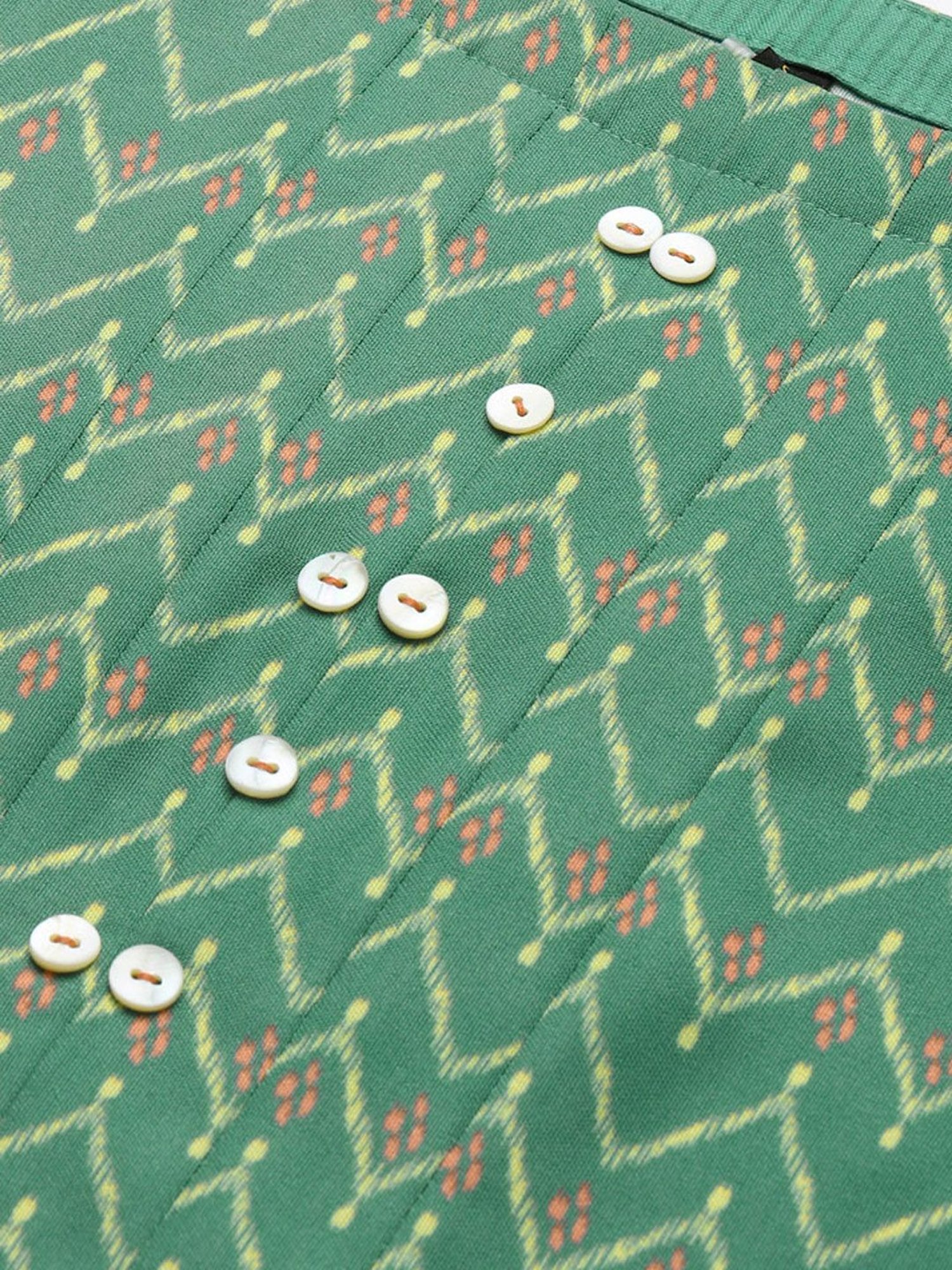 Ziyaa Green Printed A Line Kurti