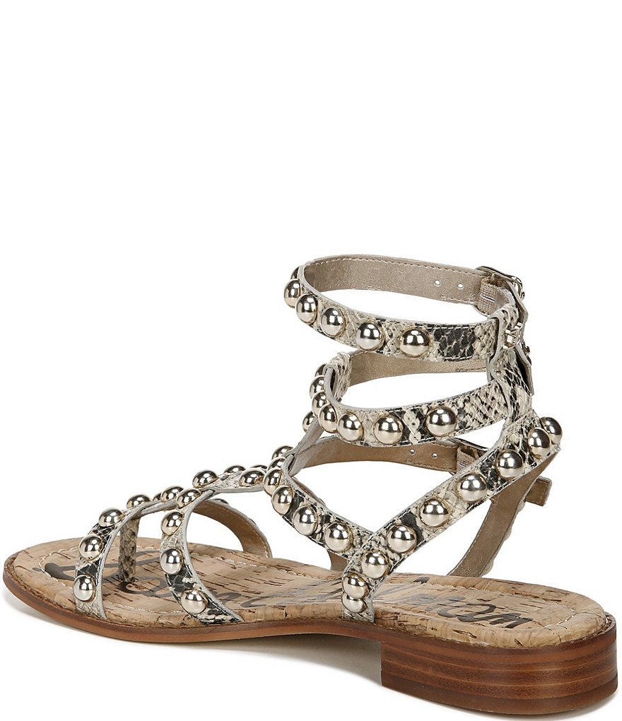 Sam Edelman Eavan Studded Snake Print Leather Gladiator Sandals