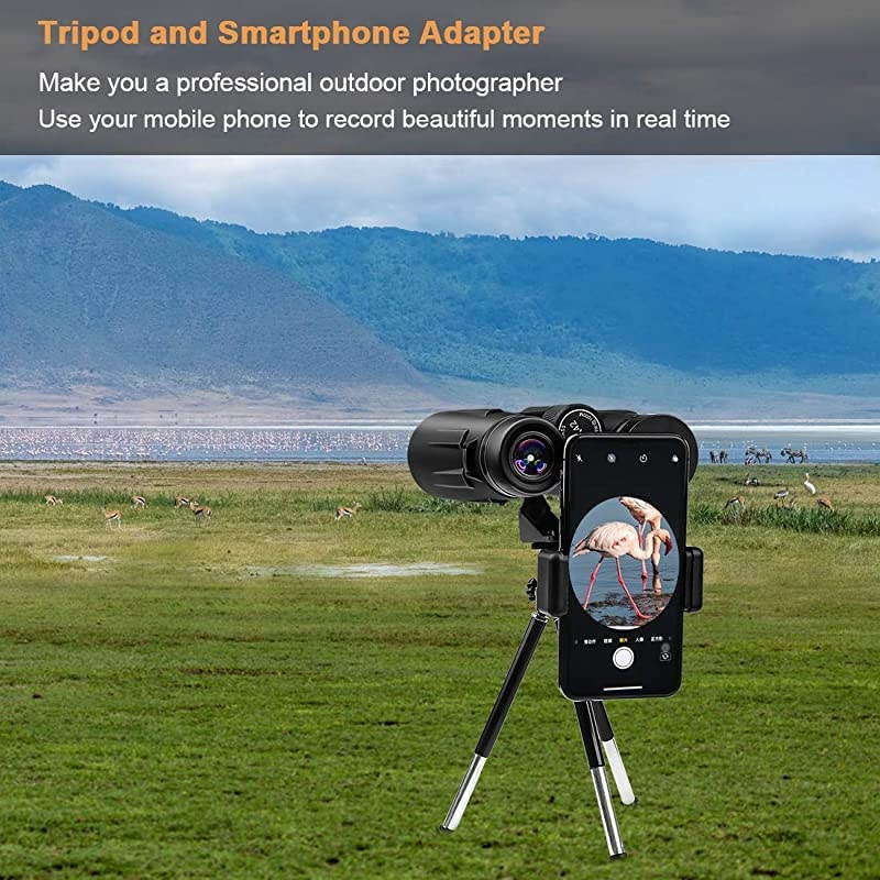 12x42 for Adults for Hunting Compact with Tripod Smartphone Adapter for Hunting Bird Watching Hiking Traveling and Sports