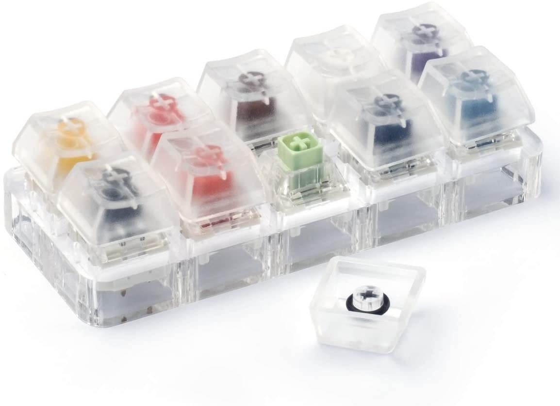10-Key Kailh Box Switch Tester, Velocifire Switch Testing Tool for Mechanical Keyboards, Clear Keycaps, O-Ring Sampler Tester Kit