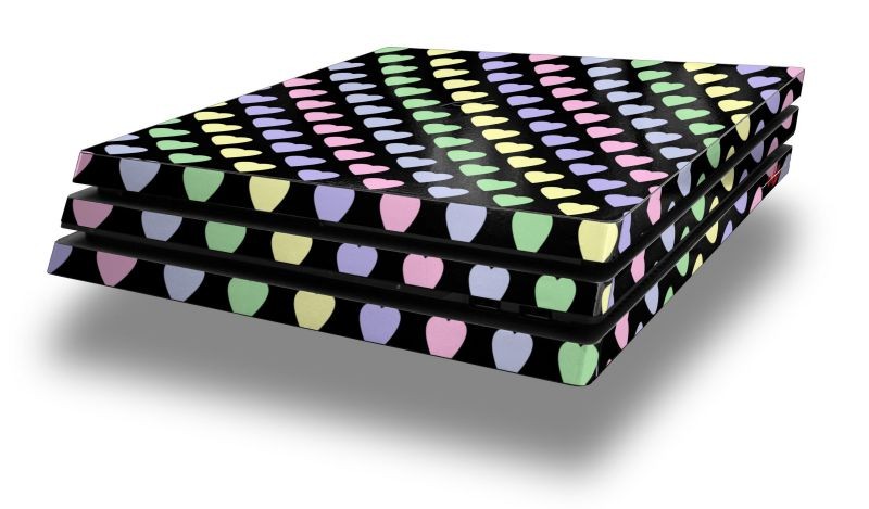 Pastel Hearts on Black PS4 Pro Skin fits Sony Playstation 4 Console