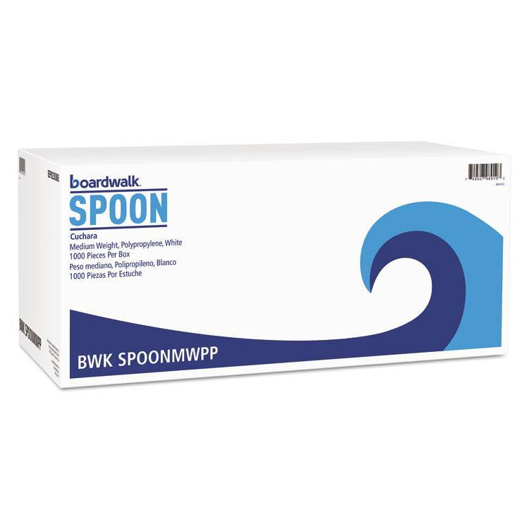 Boardwalk SPOONMWPP Mediumweight Polypropylene Cutlery, Teaspoon, White, 1000/Carton, 1 Carton