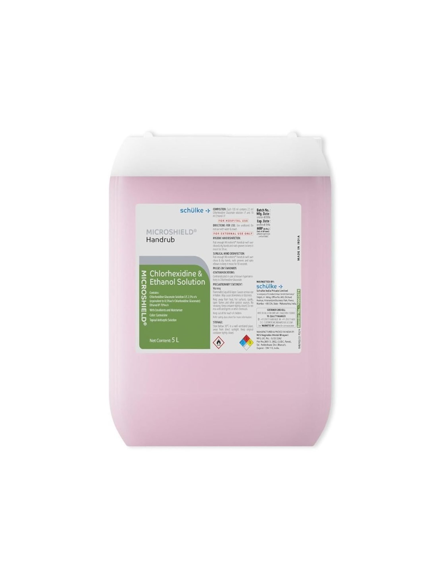 Microshield Handrub with 99.99 Percent Effective Against Germs, Skin Friendly 5 Ltr (Pink)
