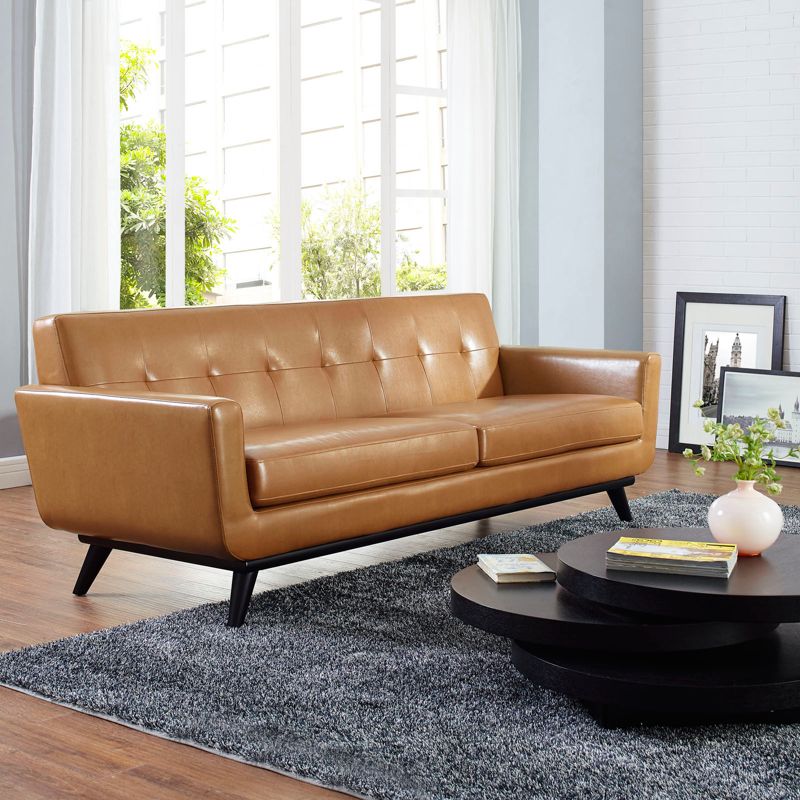 Engage Bonded Leather Sofa Tan - Modway