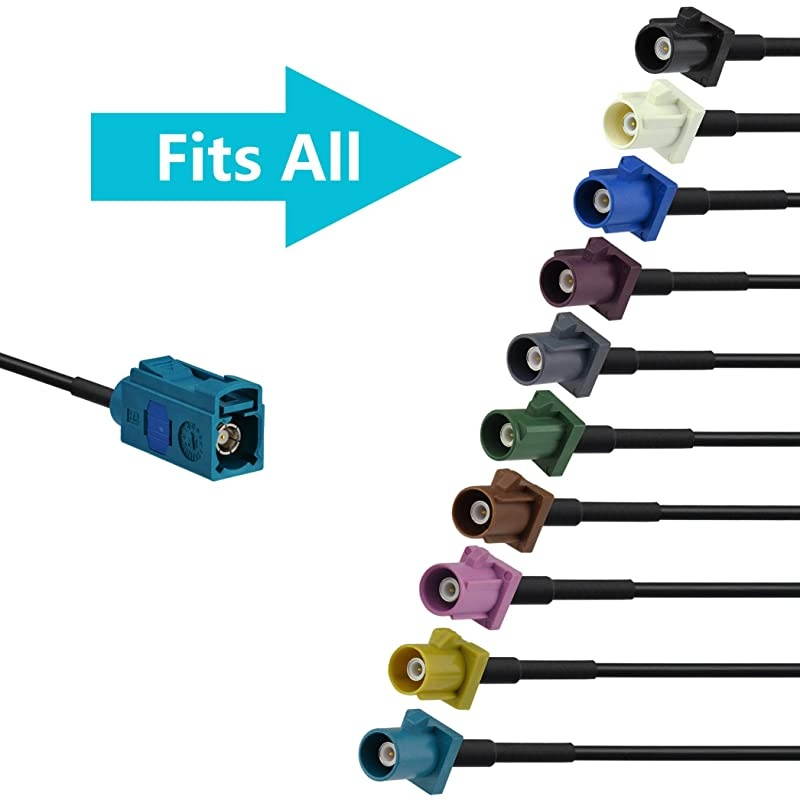 Fakra Z Female to Female Vehicle Antenna Extension Cable 2m 6.5 feet for Car Stereo Android Head Unit GPS Navigation FM AM Radio Sirius XM Satellite Radio 4G LTE Telematics Bluetooth Module