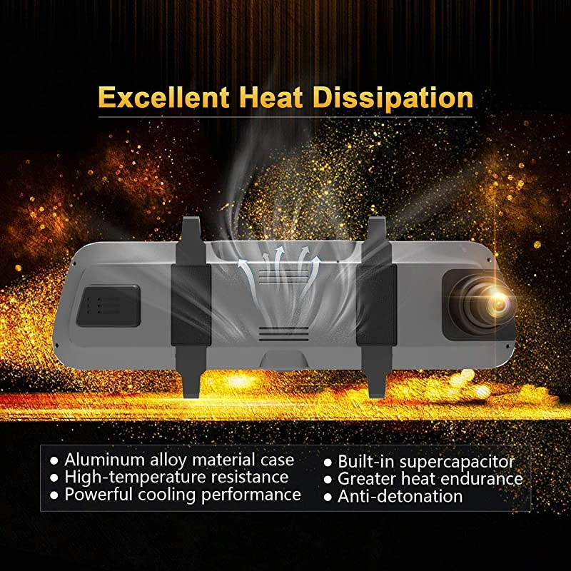 Mirror Dash Cam Dual Sony Starvis 1080P Front & Backup Camera 9.66" IPS Touch Screen Mirror Camera, G-Sensor, WDR and Night Vision