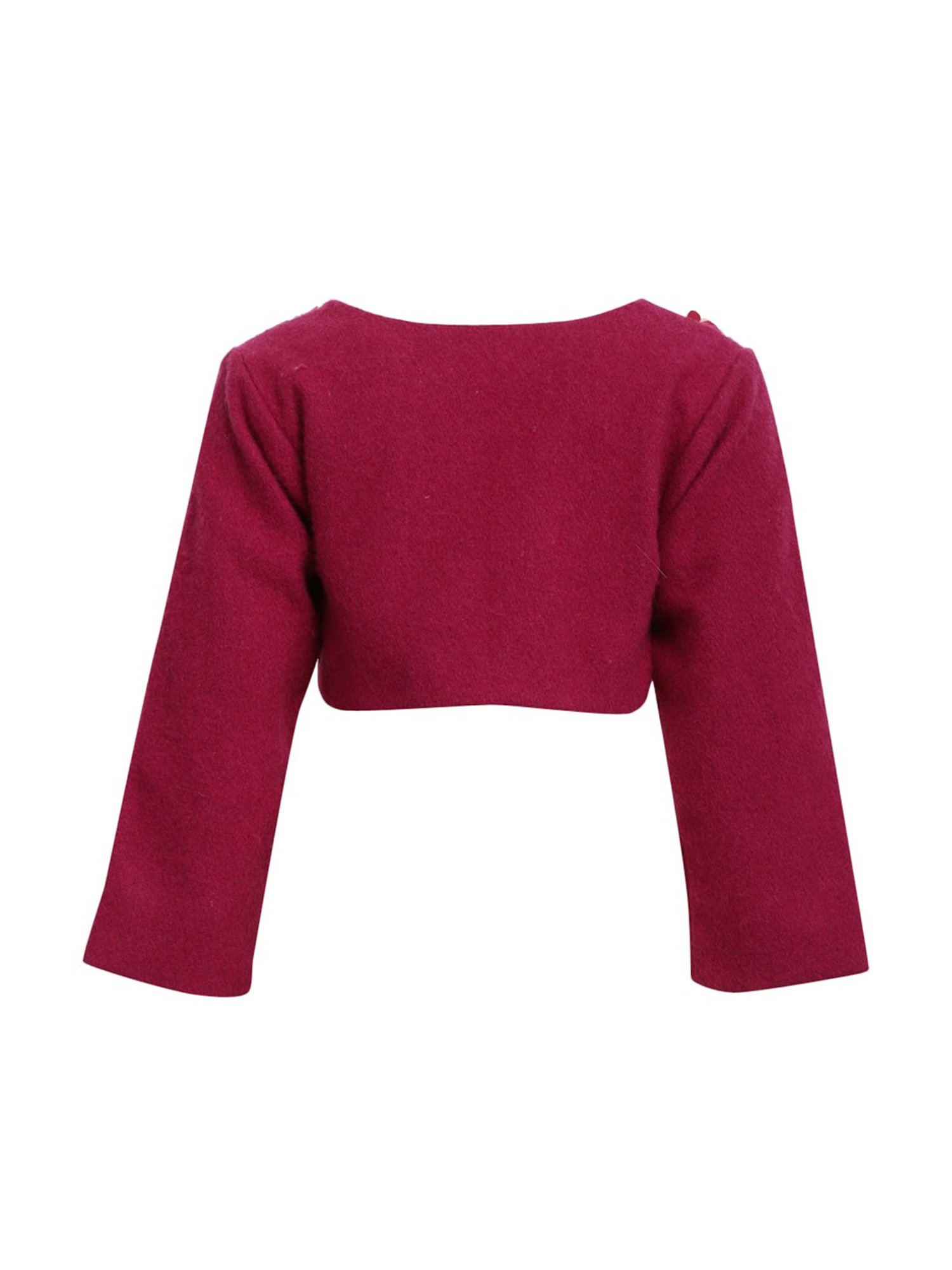 A Little Fable Kids Magenta Applique Shrug